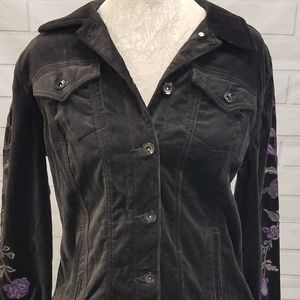 Style & Co Cotton Velvet Embroidered Jacket Size M